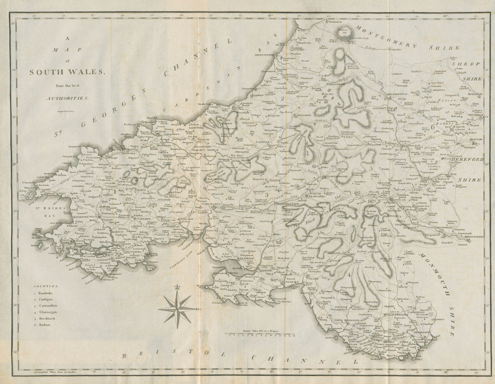 "A map of South Wales from the best authorities". CARY 1789 old antique