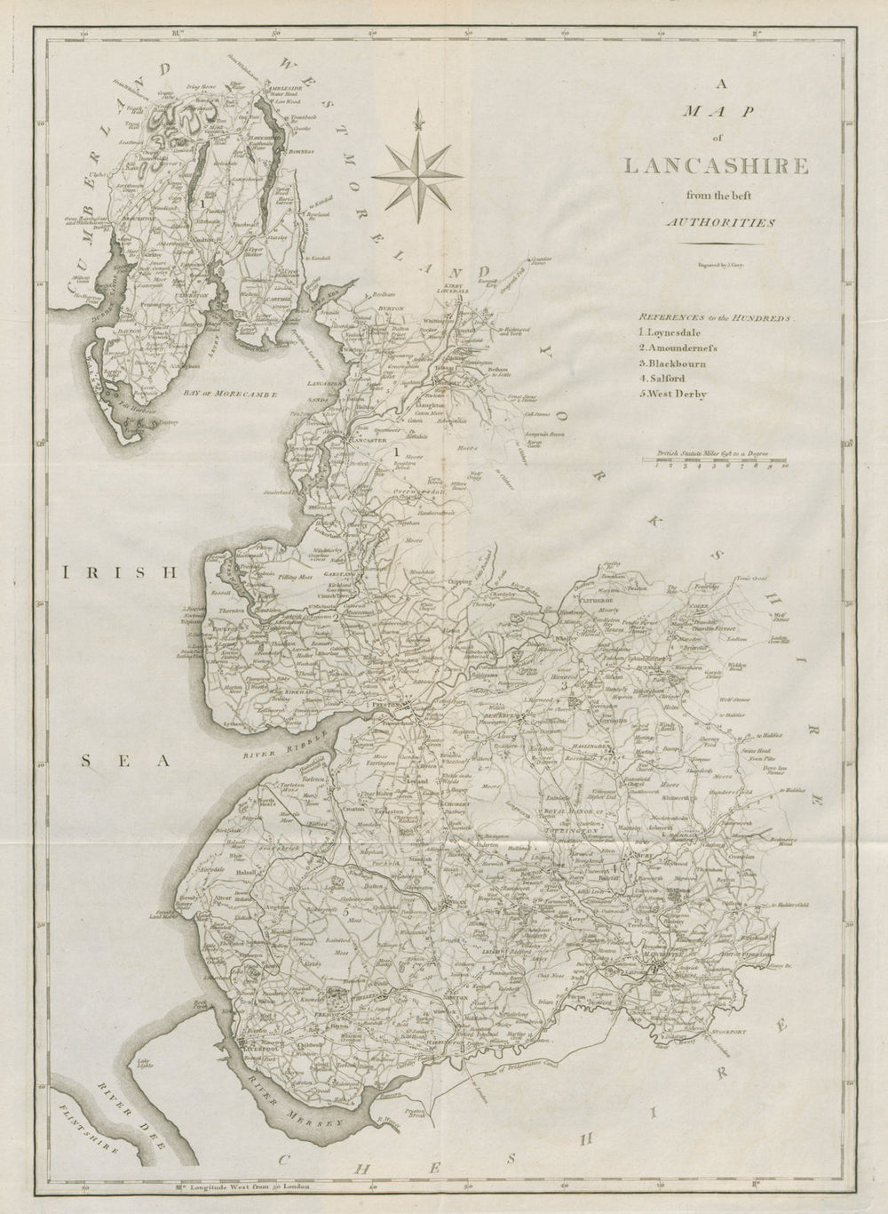 "A map of Lancashire from the best authorities". County map. CARY 1789 old