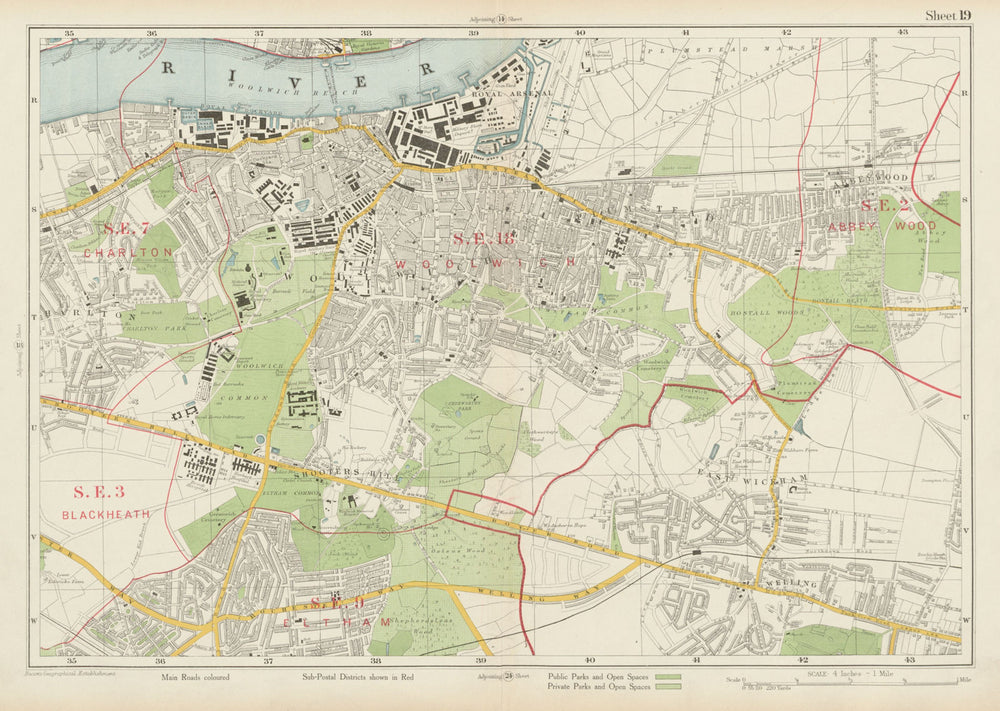 WOOLWICH Abbey Wood Blackheath Charlton Eltham East Wickham. BACON 1934 map