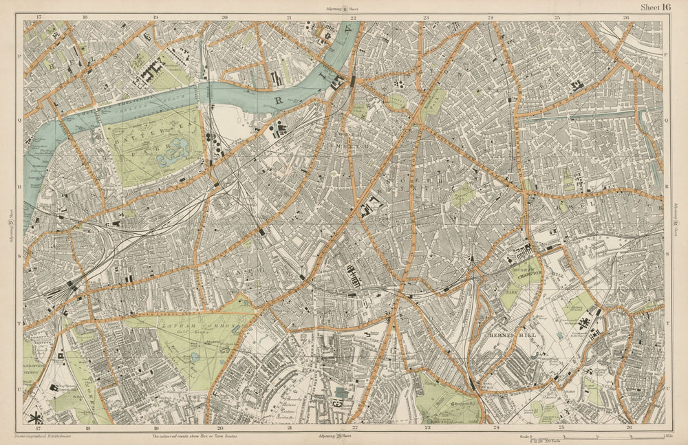 S LONDON Clapham Brixton Lambeth Battersea Chelsea Camberwell. BACON  1919 map
