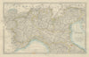 ITALY Piedmont Lombardy Venetia Emilia Genoa Tuscany SDUK 1874 old antique map