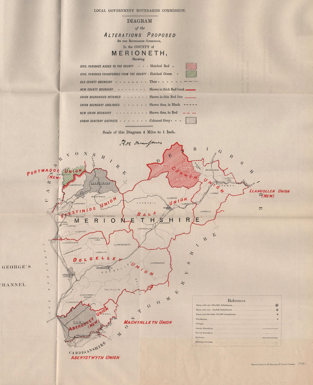 Alterations Proposed in Merionethshire. JONES. BOUNDARY COMMISSION 1888 map
