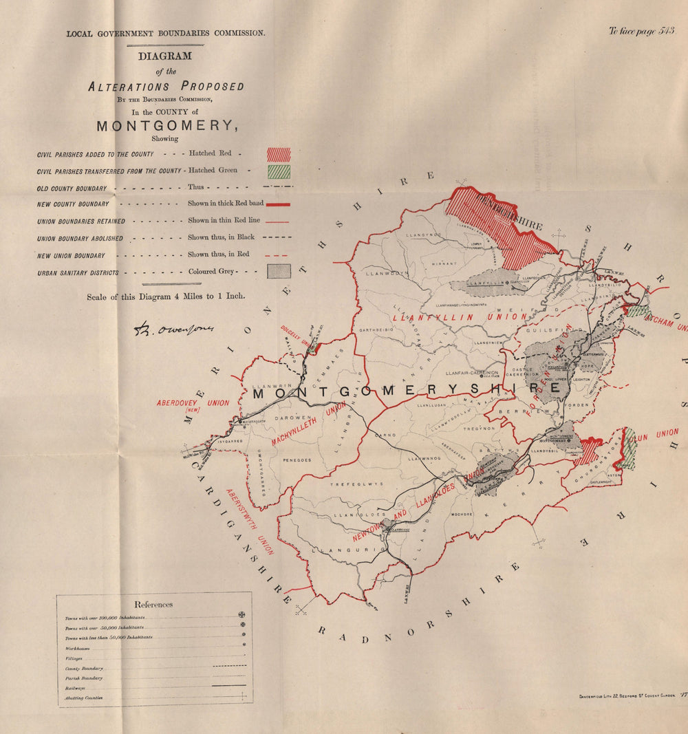 Alterations Proposed in Montgomeryshire. JONES. BOUNDARY COMMISSION 1888 map