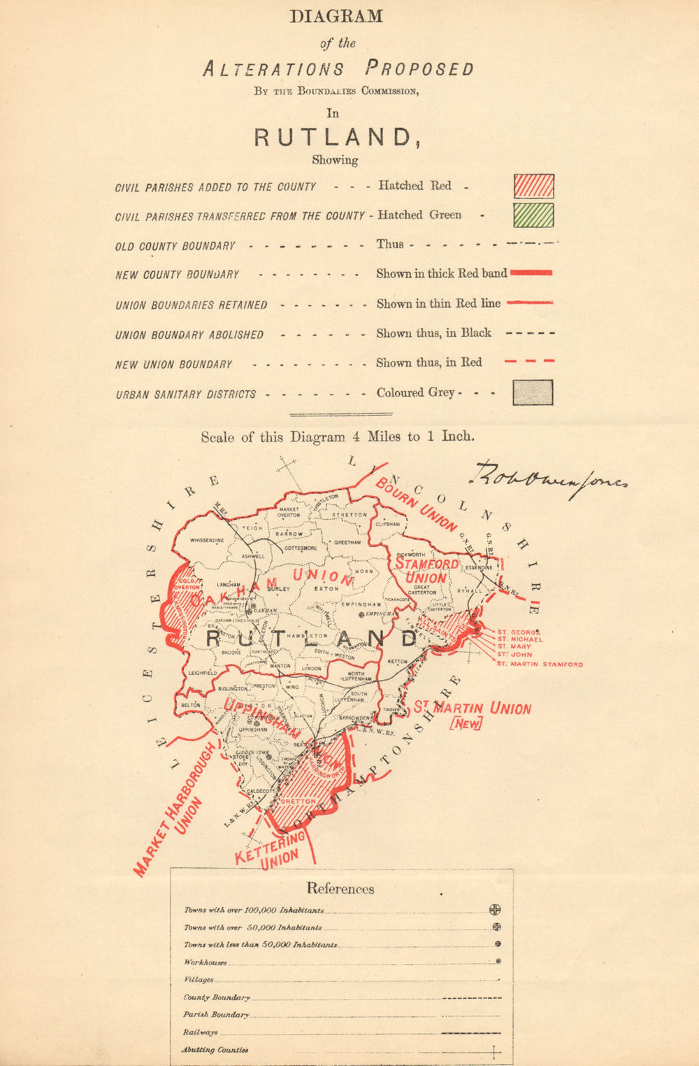 Alterations Proposed in Rutland. JONES. BOUNDARY COMMISSION 1888 old map
