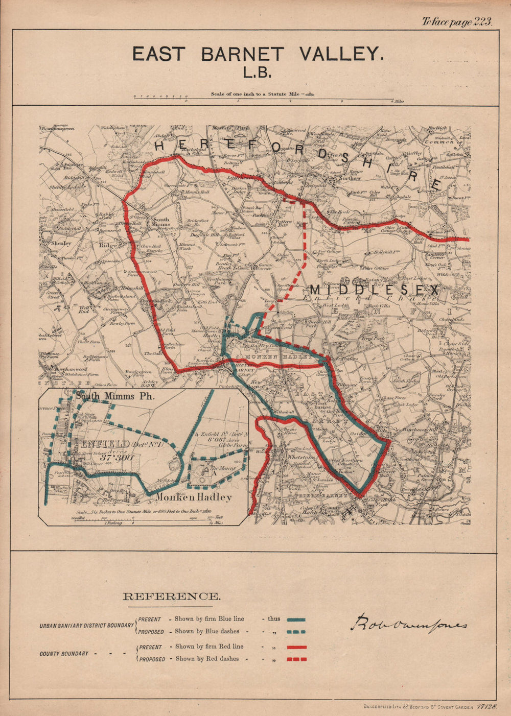East Barnet Valley. Monken Hadley. JONES. BOUNDARY COMMISSION 1888 old map