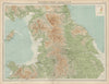 Northern England & N Wales. Pennines Lake District Yorkshire. THE TIMES 1922 map