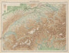 Switzerland. Relief Mountains Glaciers railways. THE TIMES 1922 old map