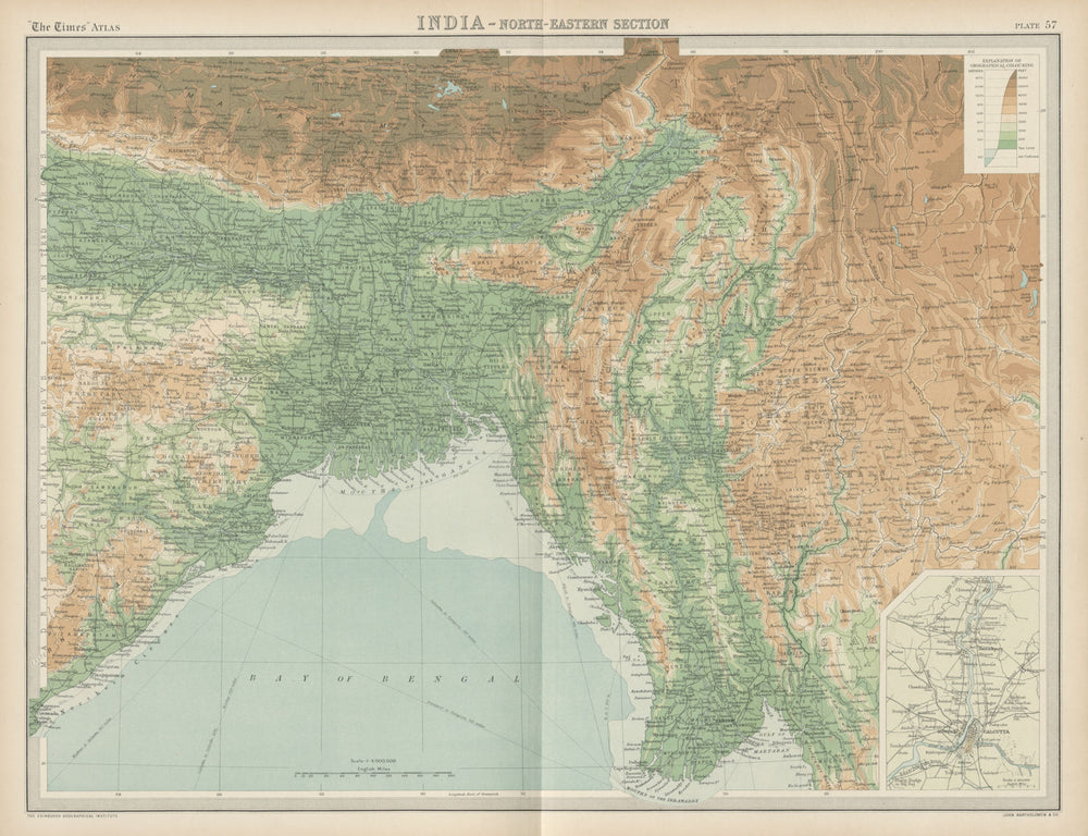 NE British India. Bengal Bangladesh Burma Assam Shan States. TIMES 1922 map