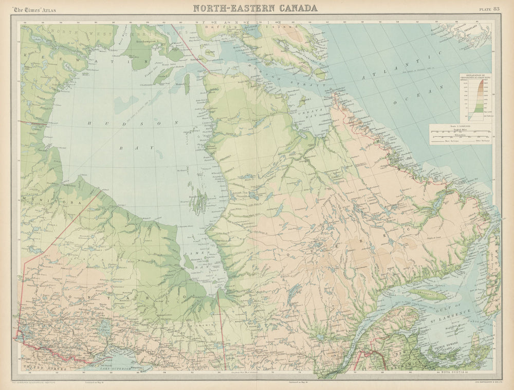 North-eastern Canada. Hudson Bay. Labrador Quebec Ontario. THE TIMES 1922 map