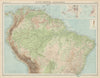 Northern South America . Andean states. Brazil. Amazonia. Relief. TIMES 1922 map