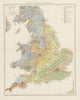 England and Wales, geological map. THE TIMES 1900 old antique plan chart