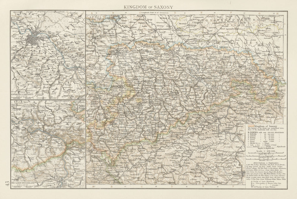 Kingdom of Saxony. Dresden environs. Saxon Switzerland. THE TIMES 1900 old map