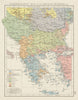 Balkan Peninsula ethnographic map. Greeks Bulgarians Serbs Croats TIMES 1900