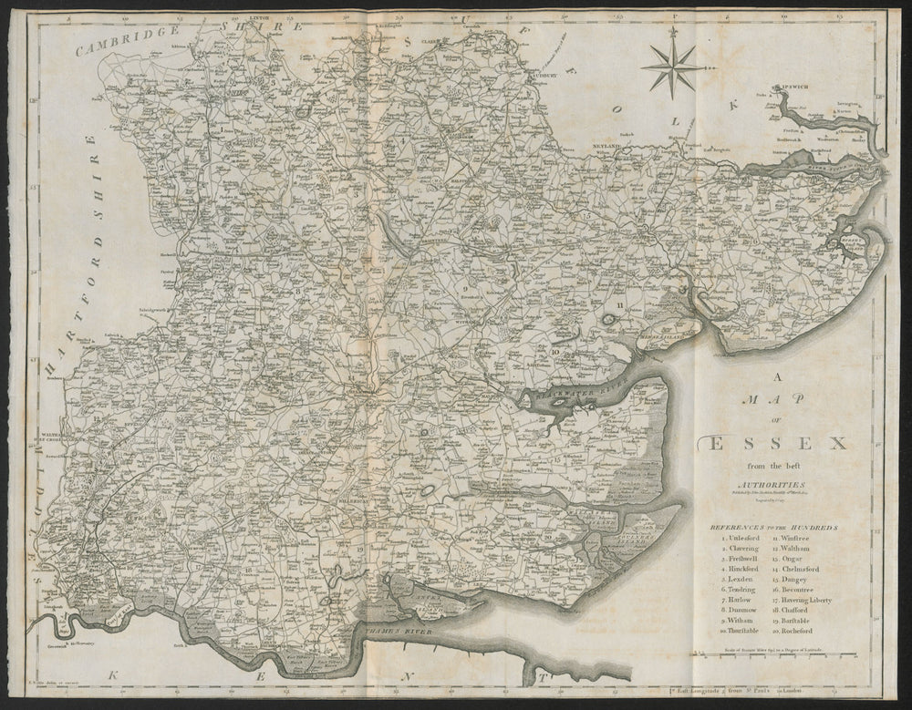 "A map of Essex from the best authorities". County map. CARY 1805 old