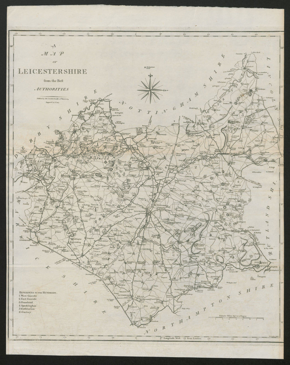 "A map of Leicestershire from the best authorities". County map. CARY 1805
