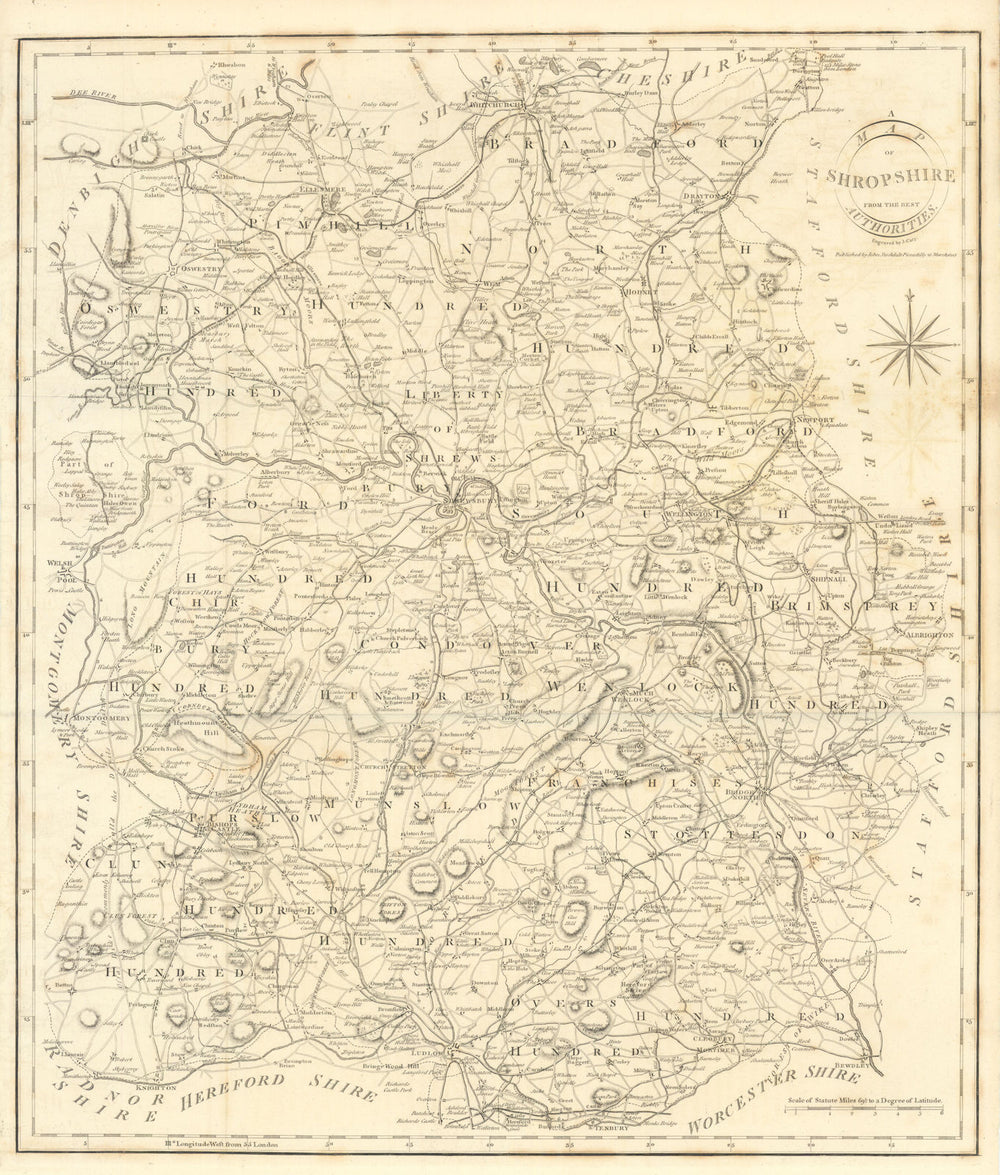 "A map of Shropshire from the best authorities". County map. CARY 1805 old