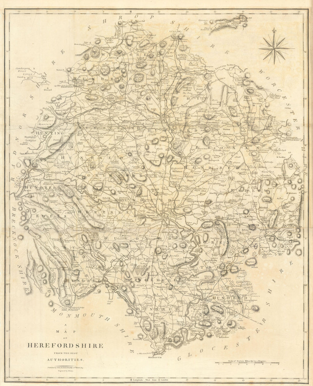 "A map of Herefordshire from the best authorities". County map. CARY 1805