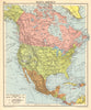 North America in 1942. Second World War. US Canada Mexico 1942 old vintage map