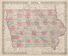 Iowa decorative antique US state map. COLTON 1863 old plan chart