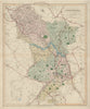 Derbyshire antique county map by J & C Walker. Railways & boroughs 1868