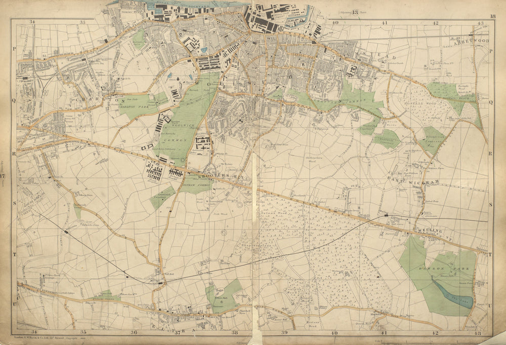 WOOLWICH Charlton Bexley Eltham Plumstead Shooters Hill Greenwich BACON 1900 map