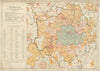LONDON FIRE BRIGADE Districts & Stations. Vintage map. BACON 1934 old