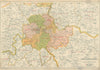 LONDON CORONERS DISTRICTS. Vintage map. Duchy of Lancaster. BACON 1934 old