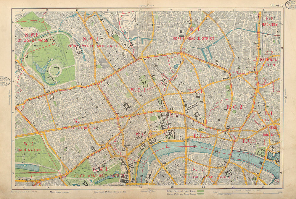 LONDON CENTRAL Westminster West End City Southwark Islington. BACON 1934 map