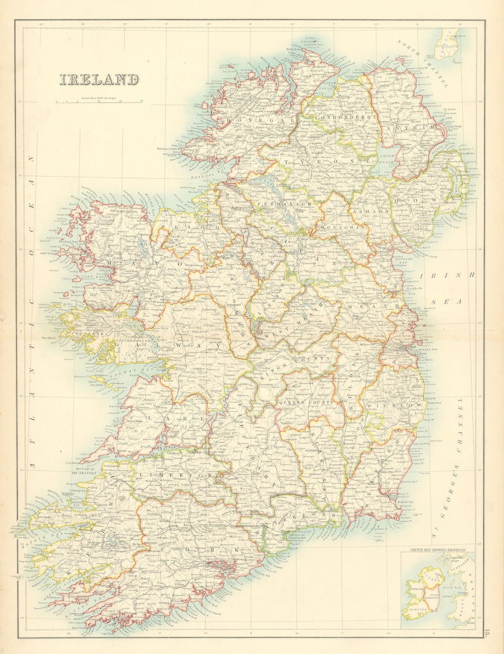 Ireland in counties. Railways. BARTHOLOMEW 1898 old antique map plan chart
