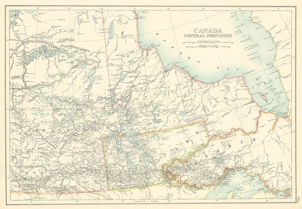 Canada Central. Hudson Bay Saskatchewan Assiniboia Manitoba BARTHOLOMEW 1898 map