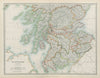 SCOTLAND SOUTH Borders Argyll Perthshire Fife Forfar Lanark JOHNSTON 1901 map