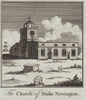 The Old church of St. Mary, Stoke Newington. SMALL. THORNTON 1784 print