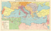 WW2 MEDITERRANEAN Naval Bases. Axis occupied Europe Allied North Africa 1943 map
