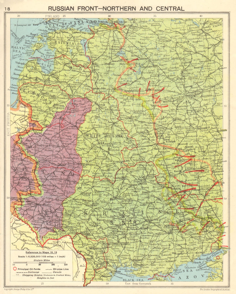 WORLD WAR 2. Eastern Front. Limit of German advance. Russian offensive 1943 map
