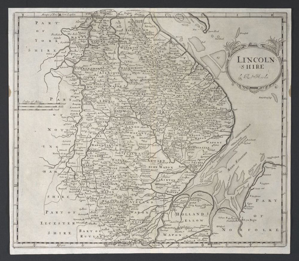 Lincolnshire. 'LINCOLN SHIRE' by ROBERT MORDEN from Camden's Britannia 1695 map