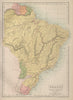 Brazil, Uruguay, Paraguay & Guayana. Guyanas. BARTHOLOMEW 1870 old antique map