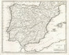 Spain and Portugal by Arrowsmith & Lewis. Iberia 1812 old antique map chart