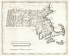 Massachusetts state map by Arrowsmith & Lewis 1812 old antique plan chart