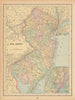 New Jersey state map in counties. CRAM 1894 old antique vintage plan chart