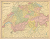 Switzerland in Cantons. CRAM 1894 old antique vintage map plan chart