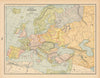 Map of Europe, AD 1400 by I.S. CLARE 1894 old antique vintage plan chart