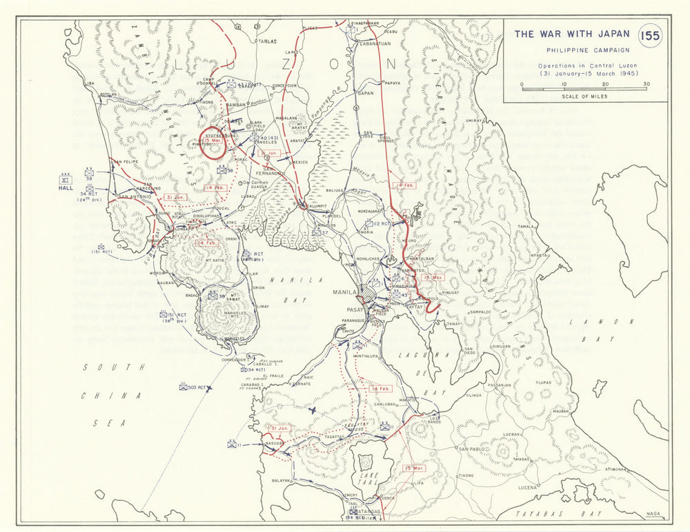 World War 2. Philippine Campaign 31 Jan-15 March 1945 Central Luzon Ops 1959 map