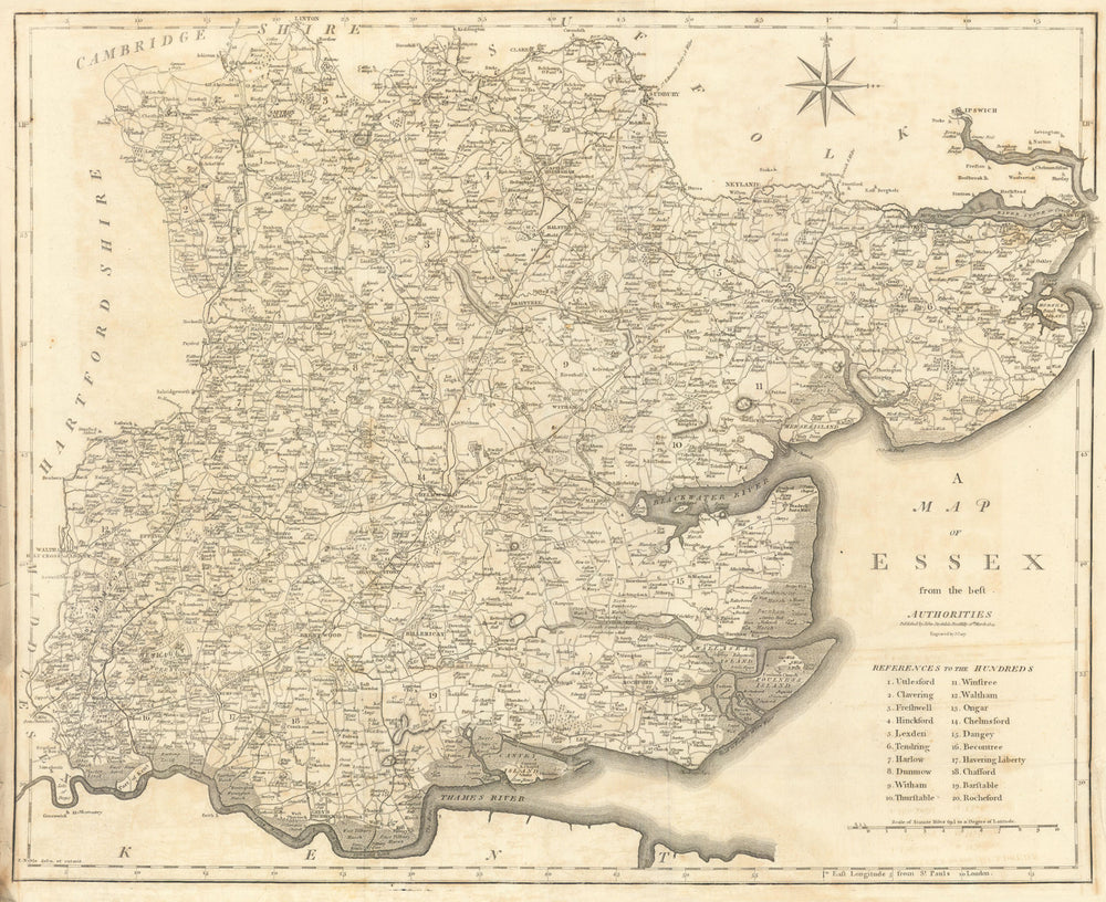 "A map of Essex from the best authorities". County map. CARY 1806 old