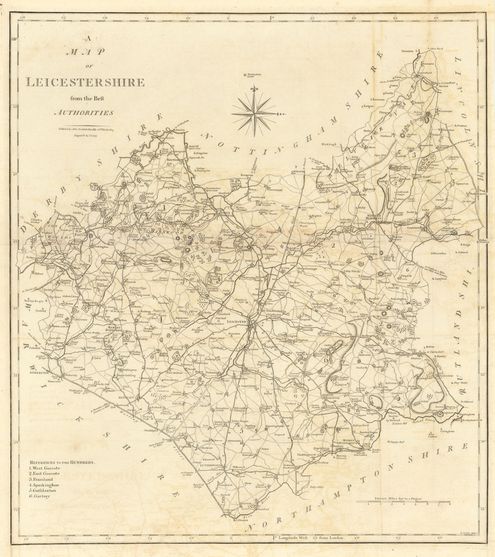 "A map of Leicestershire from the best authorities". County map. CARY 1806