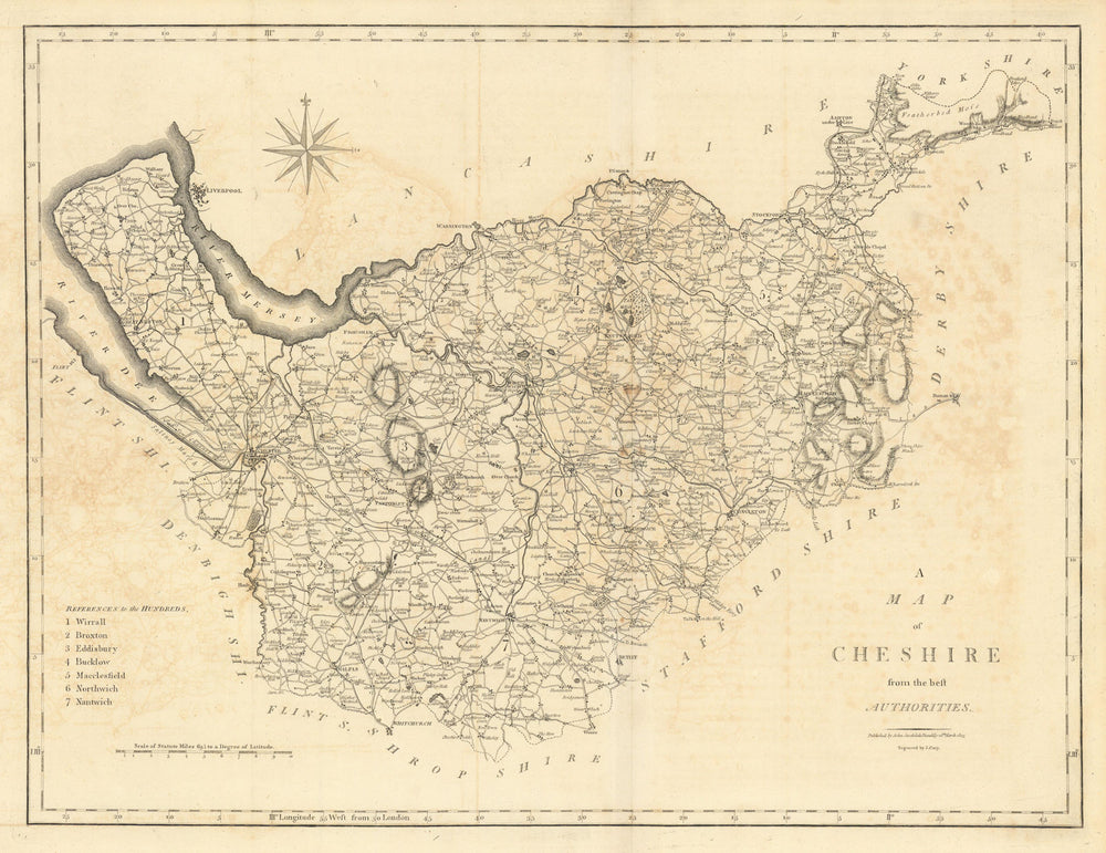 "A map of Cheshire from the best authorities". County map. CARY 1806 old