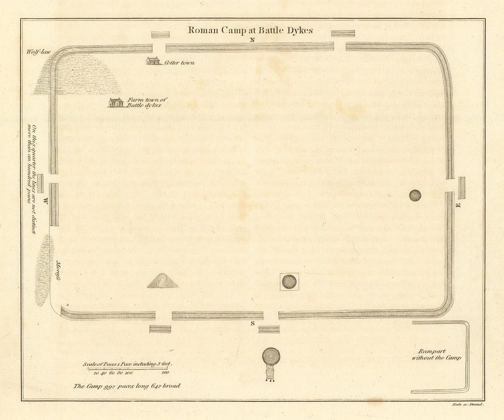 "Roman Camp at Battle Dykes". Battledykes, Forfar, Scotland 1806 old map