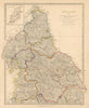 ENGLAND NORTH.Yorkshire Cumbs Lancs Durham Northumbs;Isle of Man.SDUK 1844 map