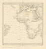 AFRICA South Europe Brazil Gnomonic Projection. Mountains of Kong. SDUK 1856 map