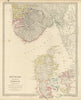 SCANDINAVIA. Denmark and Southern Norway (Norge) . SDUK 1844 old antique map