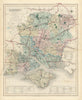 Hampshire antique county map by J & C Walker. Railways & boroughs 1870 old